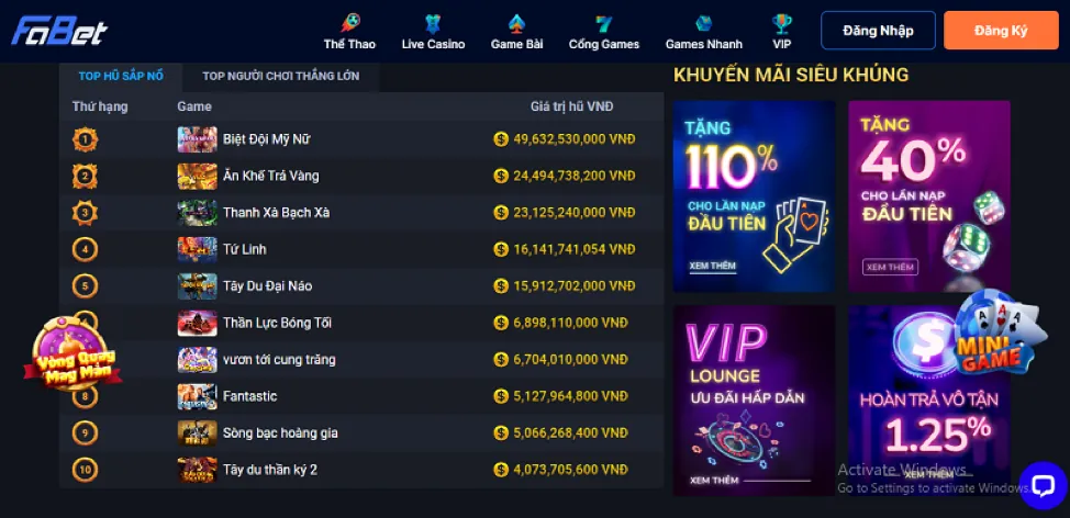 Ưu đãi đặc biệt cho từng sảnh game tại mu88bet win